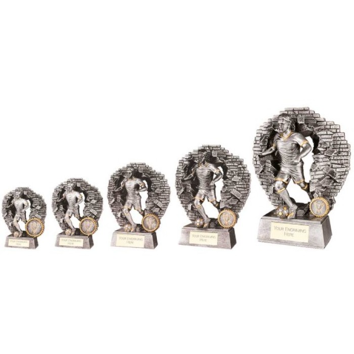 BLAST OUT MALE FOOTBALL RESIN TROPHY 5 SIZES 11CM - 23CM
